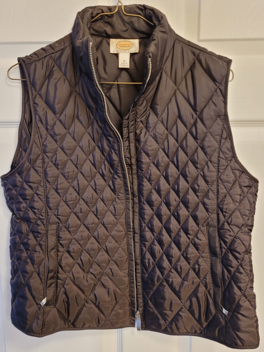Talbots Quilted Puffer Vest in Black Full Zip Sz. MP